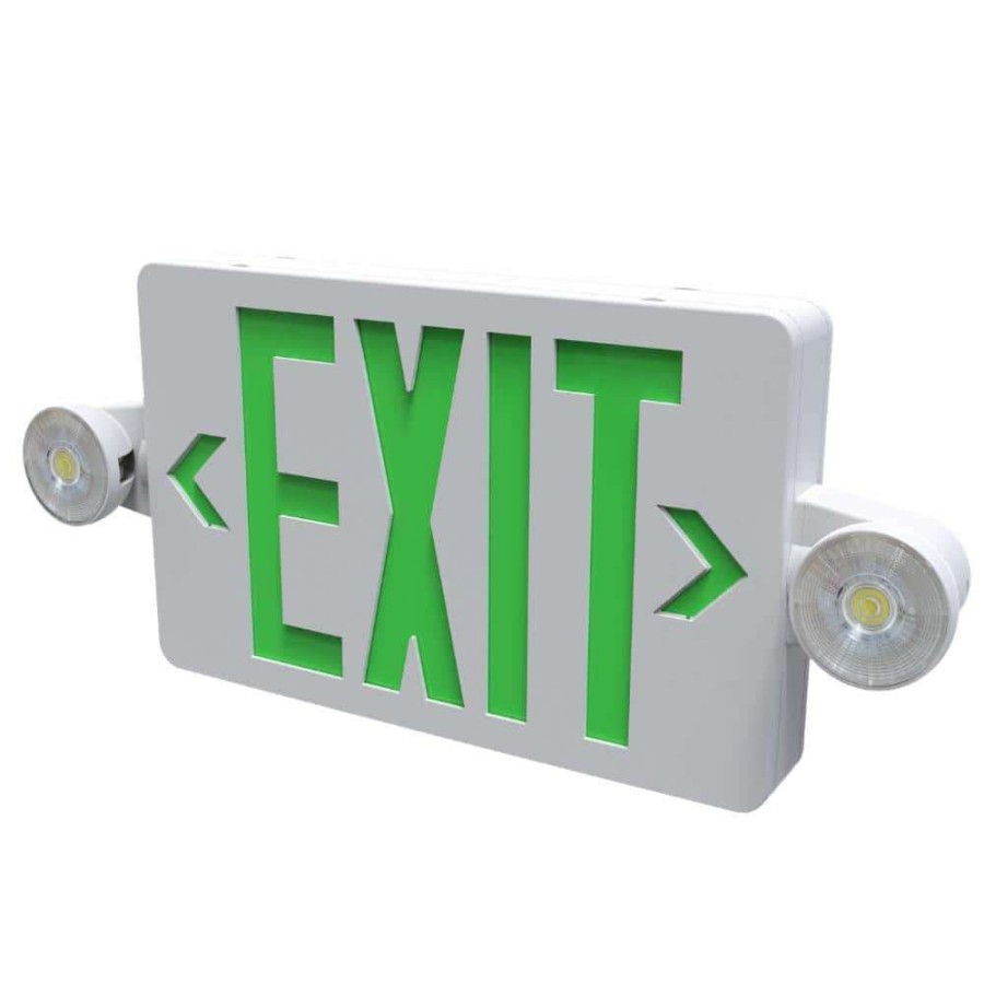 Commercial Lighting * | Evade 120-Volt/277-Volt Integrated Led White With Green Letter Exit Combination By Halco Lighting Technologies