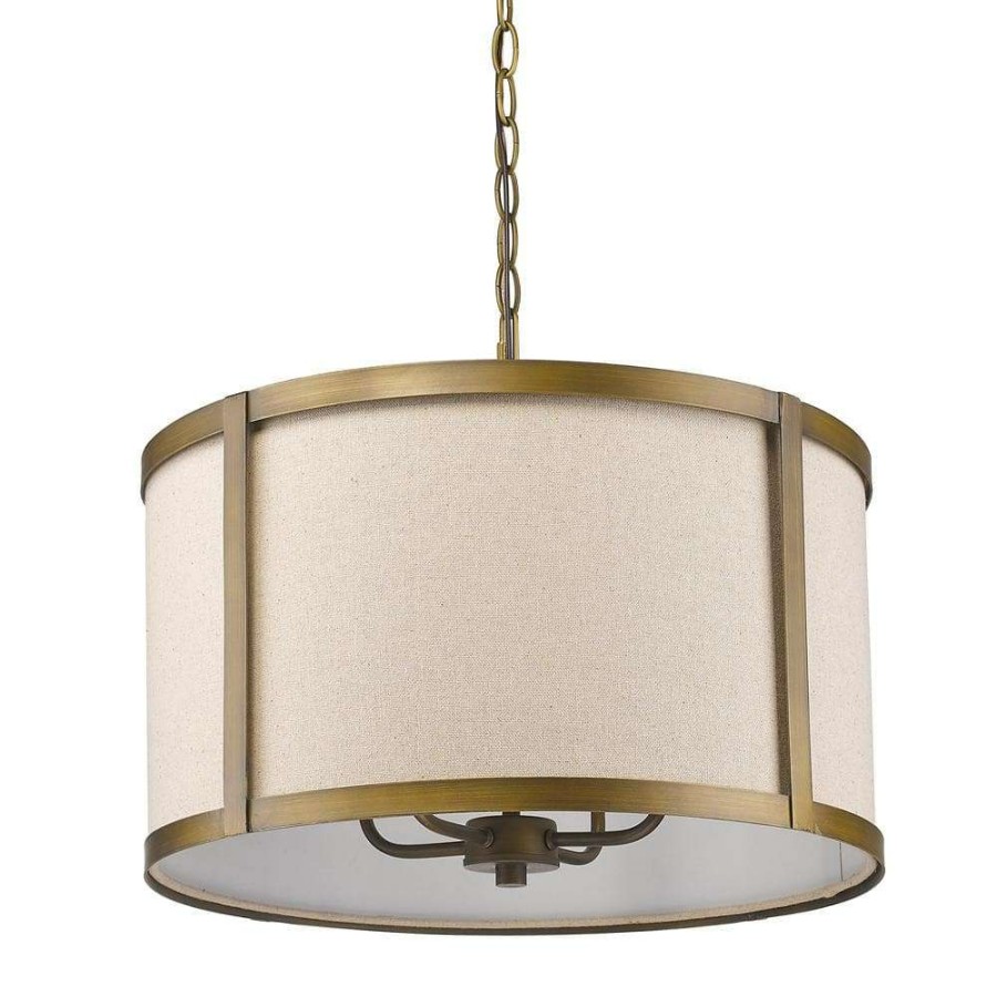 Pendant Lights * | Jessica Indoor 4-Light Raw Brass Pendant With Fabric Shade By Acclaim Lighting