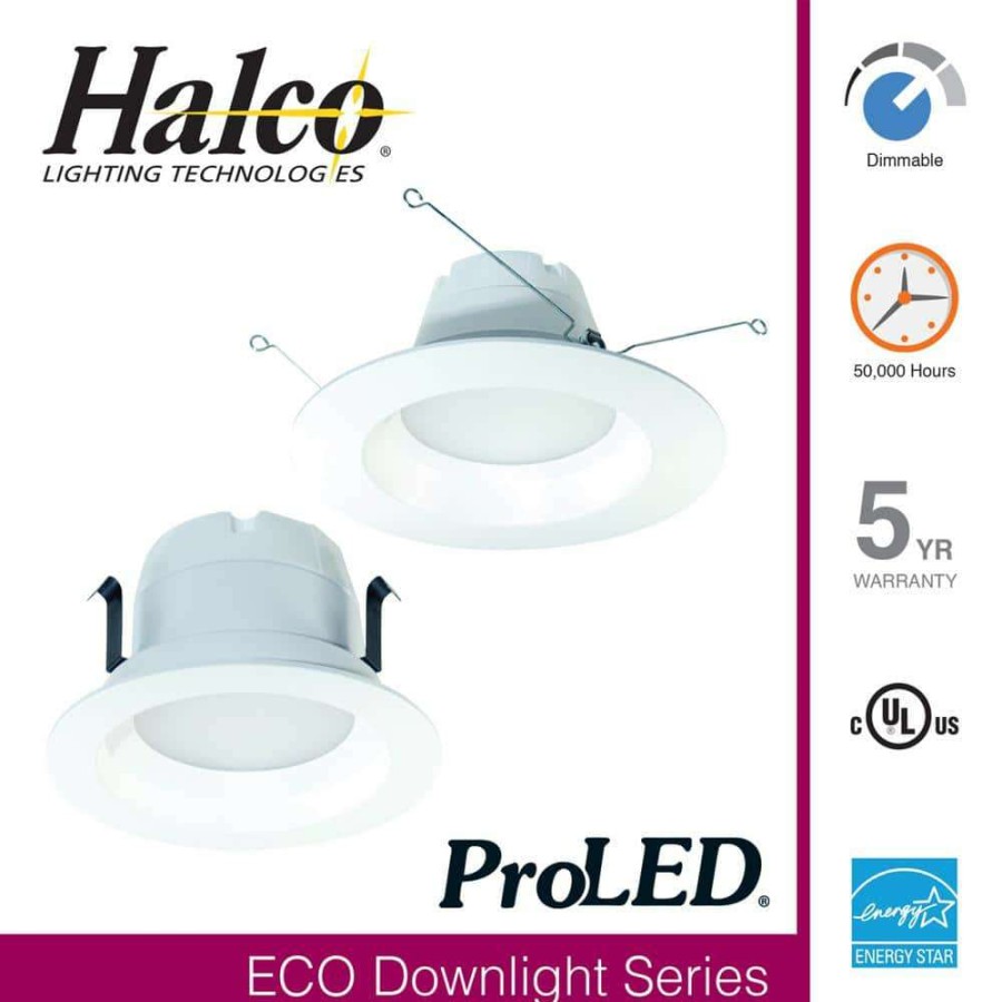 Recessed Lighting * | Proled 4 In. 65-Watt Equivalent Soft White Dimmable Cec Ja8 Integrated Led Retrofit White Recessed Trim Downlight By Halco Lighting Technologies