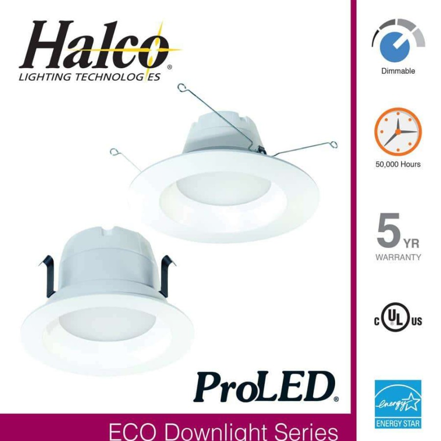 Recessed Lighting * | Proled 6 In. 75-Watt Equivalent 4000K Cool White Dimmable Cec Ja8 Integrated Led Retrofit White Recessed Trim Downlight By Halco Lighting Technologies