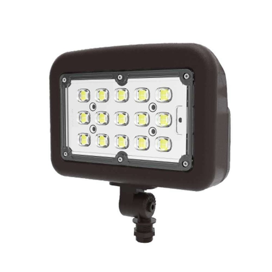 Outdoor Lighting * | 50-Watt 120-277-Volt Knuckle Line Voltage Bronze Outdoor Integrated Led Medium Landscape Flood Light, Selectable Color By Halco Lighting Technologies