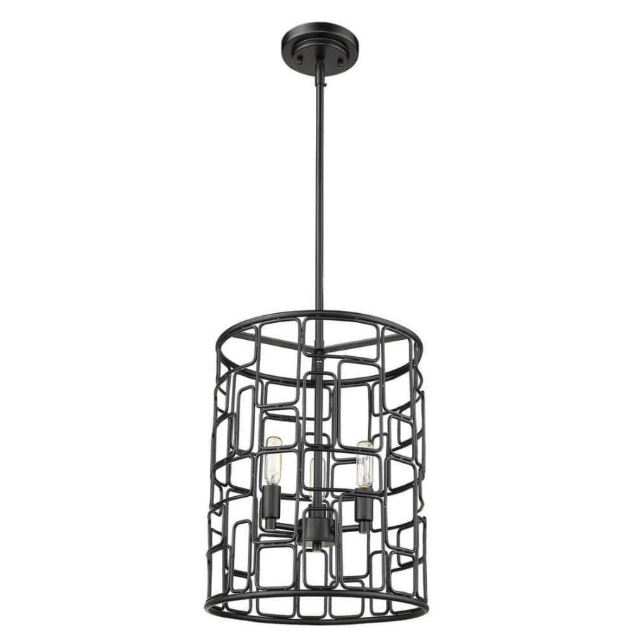 Chandeliers * | Amoret 3-Light Matte Black Convertible Pendant By Acclaim Lighting