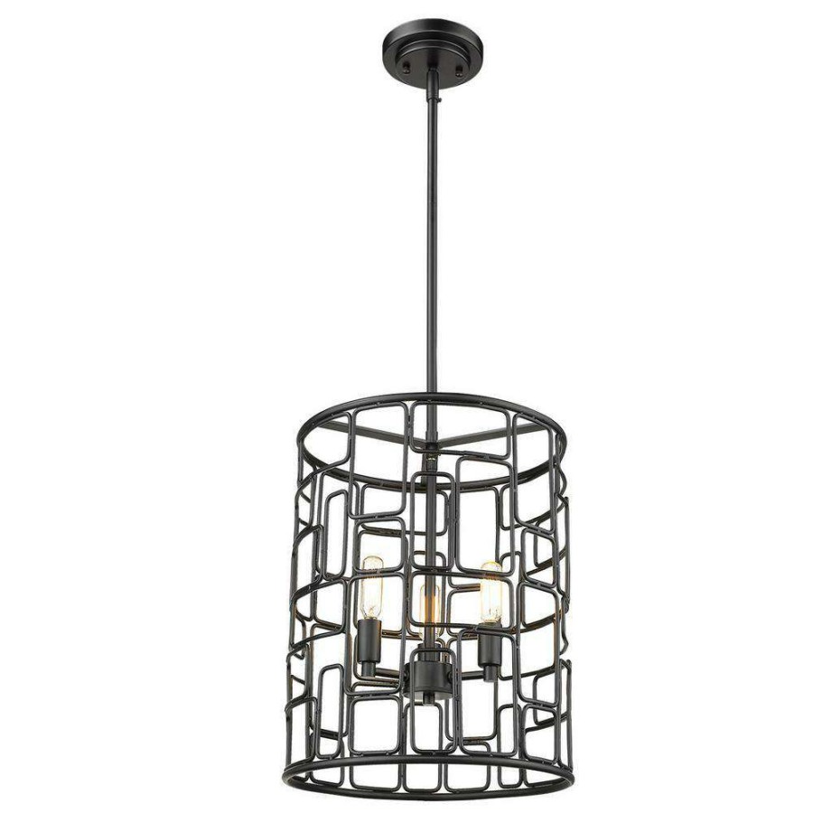 Chandeliers * | Amoret 3-Light Matte Black Convertible Pendant By Acclaim Lighting