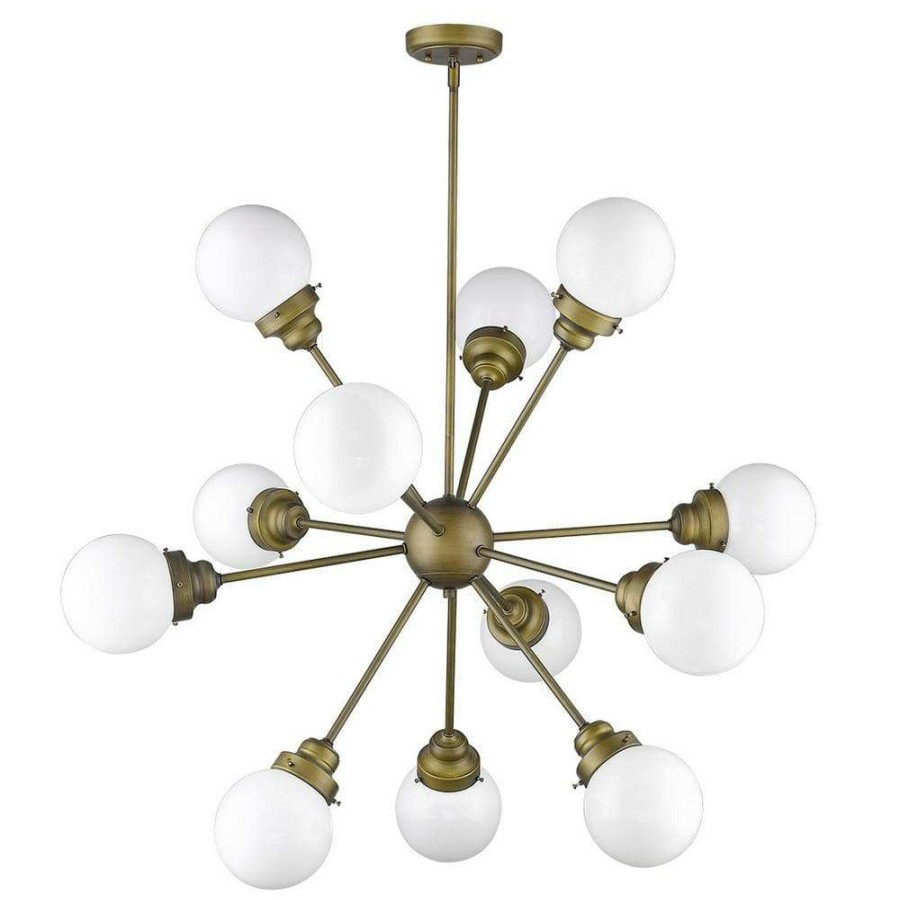 Chandeliers * | Portsmith 12-Light Raw Brass Chandelier By Acclaim Lighting