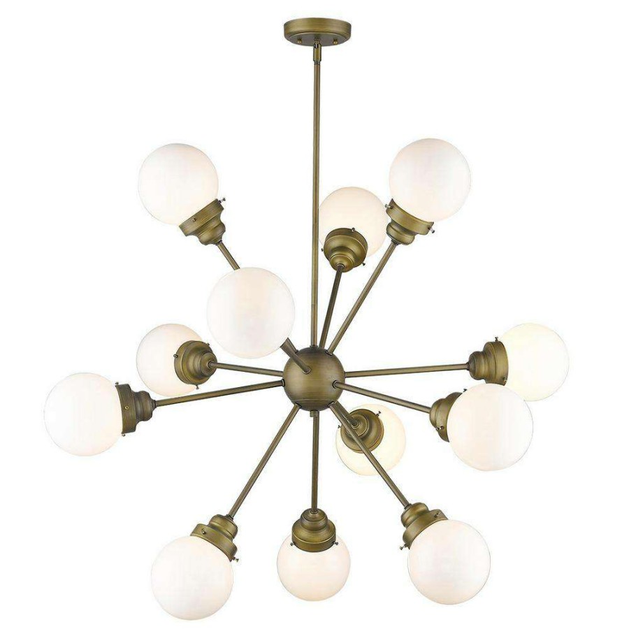 Chandeliers * | Portsmith 12-Light Raw Brass Chandelier By Acclaim Lighting