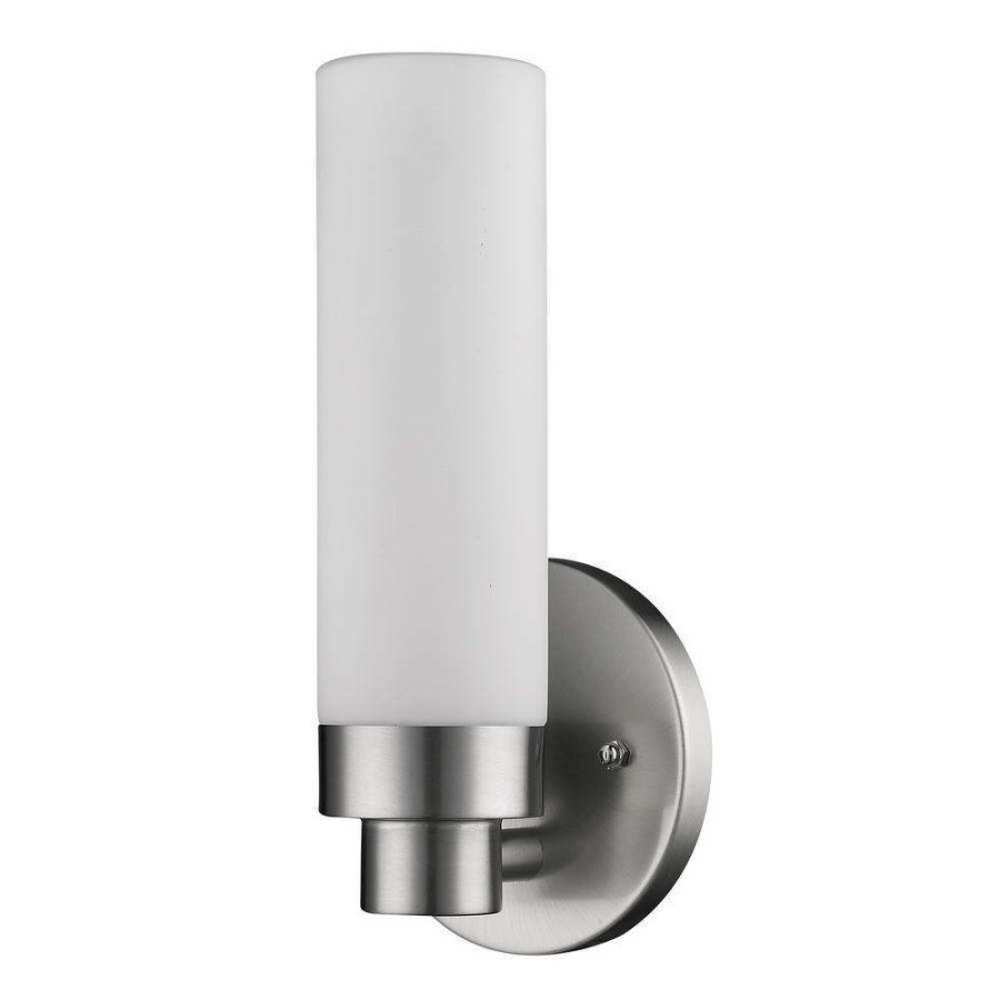 Wall Sconces * | Valmont 1-Light Satin Nickel Sconce With Etched Glass By Acclaim Lighting