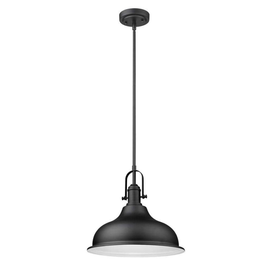 Pendant Lights * | Virginia 1-Light Indoor Matte Black Mini-Pendant With Metal Shade By Acclaim Lighting