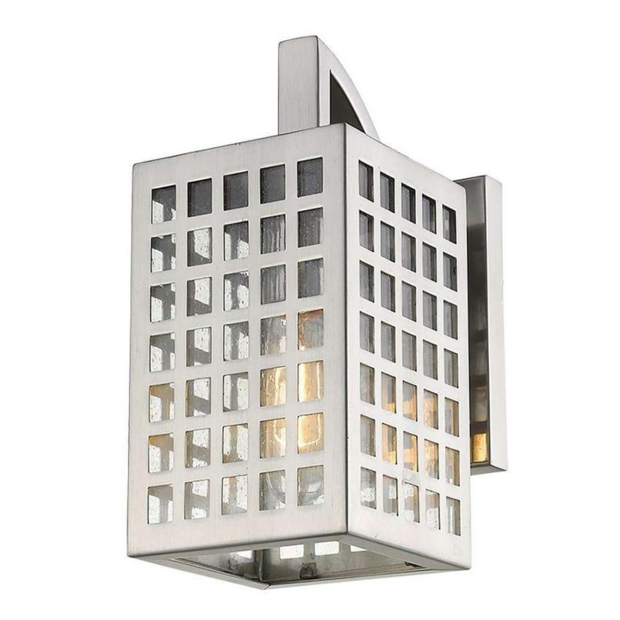 Outdoor Lighting * | Letzel 1-Light Satin Nickel Outdoor Wall Light By Acclaim Lighting