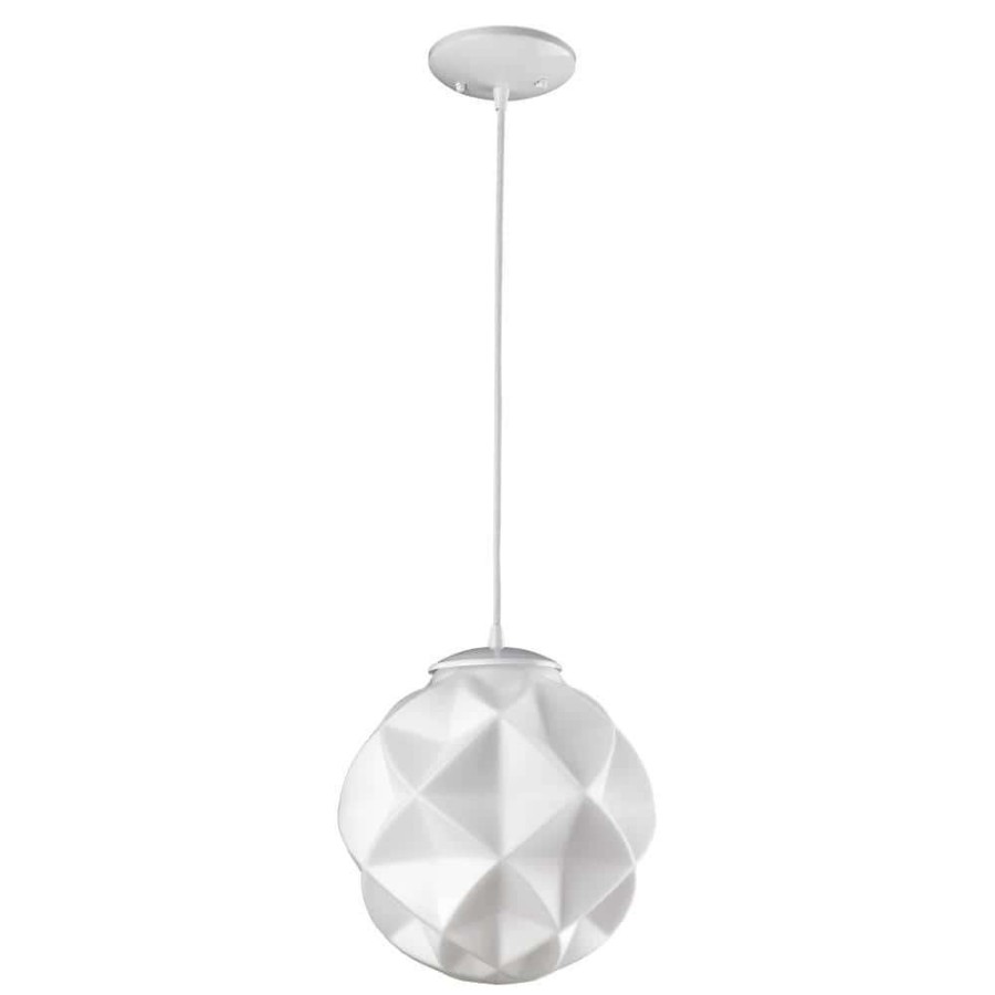 Chandeliers * | Nova 1-Light White Mini Pendant With Geometric Globe Shade By Acclaim Lighting