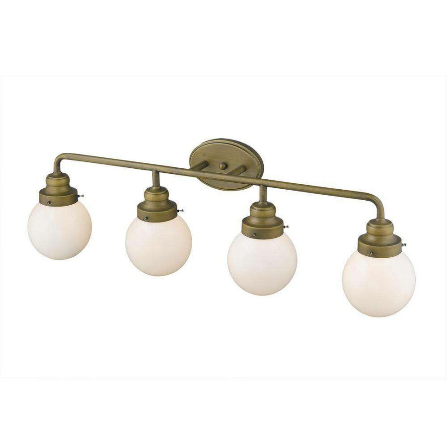 Vanity Lighting * | Portsmith 4-Light Raw Brass Vanity By Acclaim Lighting