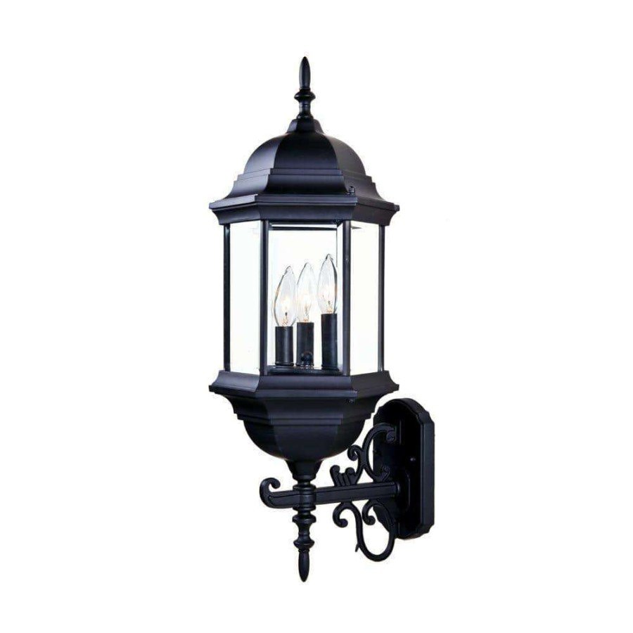 Outdoor Lighting * | Madison Collection 3-Light Matte Black Outdoor Wall Lantern Sconce By Acclaim Lighting