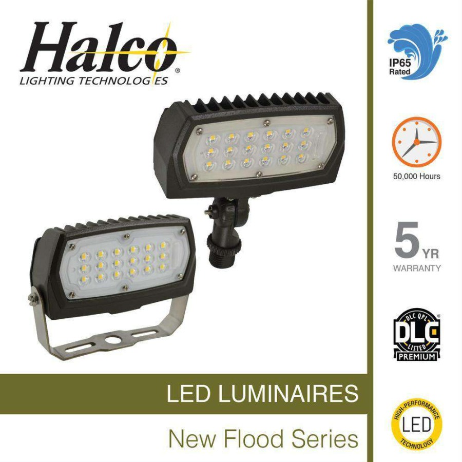 Outdoor Lighting * | 28-Wattt Line Voltage Bronze Outdoor Integrated Led Landscape Flood Light 120-277-Volt Yoke Mount Cool White 4000K 99666 By Halco Lighting Technologies