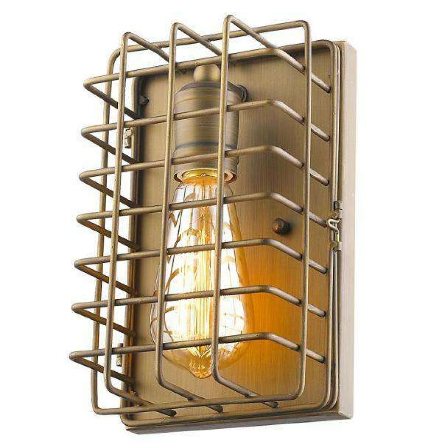 Wall Sconces * | Lynden 6 In. 1-Light Raw Brass Sconce With Wire Cage Shade By Acclaim Lighting