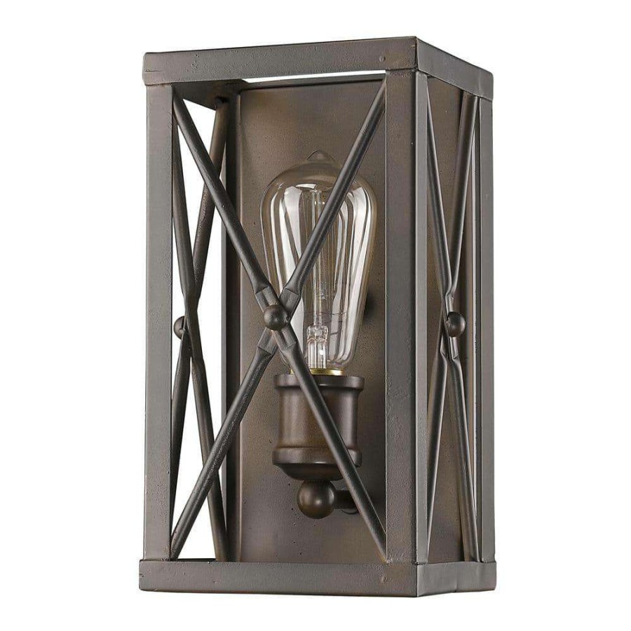 Wall Sconces * | Brooklyn 1-Light Oil-Rubbed Bronze Sconce With Metal Framework Shade By Acclaim Lighting