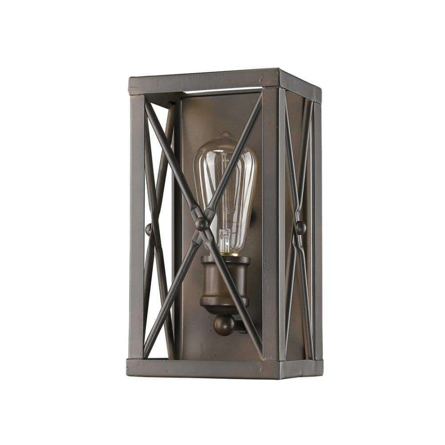 Wall Sconces * | Brooklyn 1-Light Oil-Rubbed Bronze Sconce With Metal Framework Shade By Acclaim Lighting