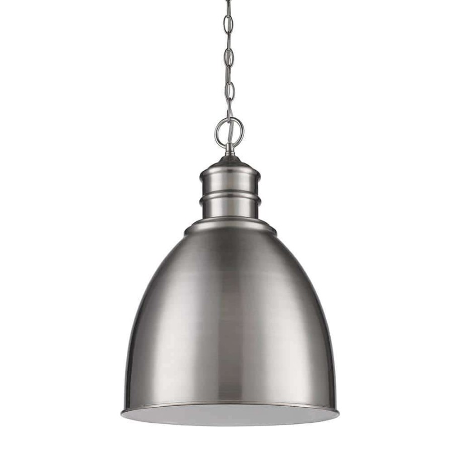 Chandeliers * | Colby 1-Light Indoor Satin Nickel Pendant With Metal Shade By Acclaim Lighting