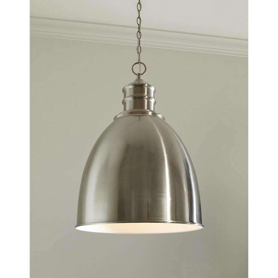 Chandeliers * | Colby 1-Light Indoor Satin Nickel Pendant With Metal Shade By Acclaim Lighting