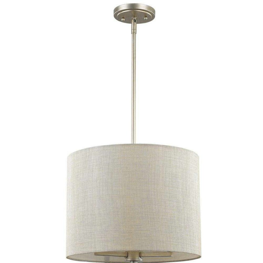 Pendant Lights * | Daria 3-Light Washed Gold Pendant With Washed Gold And White Drum Shade By Acclaim Lighting