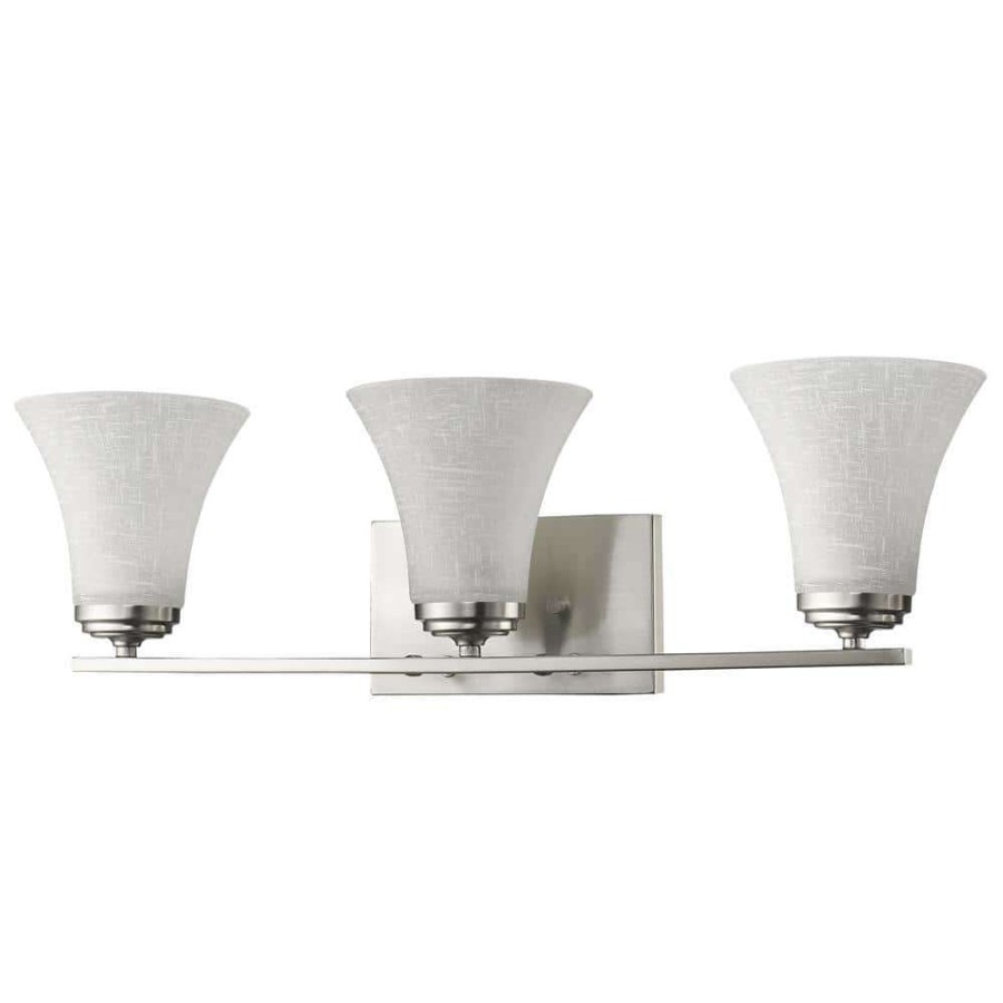 Vanity Lighting * | Union 3-Light Satin Nickel Vanity Light With Frosted Glass Shades By Acclaim Lighting