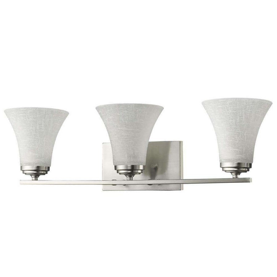 Vanity Lighting * | Union 3-Light Satin Nickel Vanity Light With Frosted Glass Shades By Acclaim Lighting