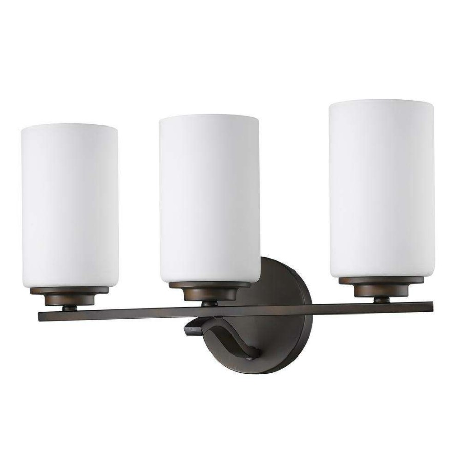 Vanity Lighting * | Poydras 3-Light Oil-Rubbed Bronze Vanity Light With Etched Glass Shades By Acclaim Lighting