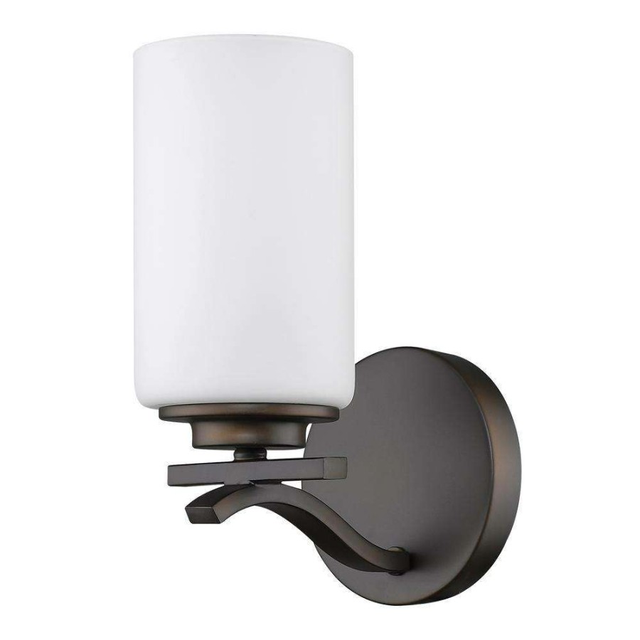 Wall Sconces * | Poydras 1-Light Oil-Rubbed Bronze Sconce With Etched Glass Shade By Acclaim Lighting