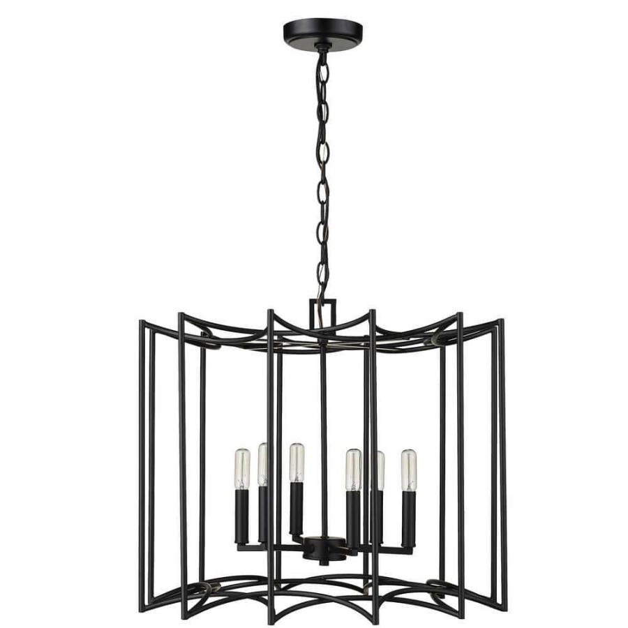 Chandeliers * | Rhian 8-Light Matte Black Pendant By Acclaim Lighting