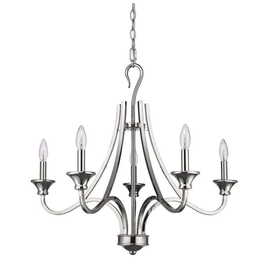 Chandeliers * | Michelle Indoor 5-Light Polished Nickel Chandelier By Acclaim Lighting