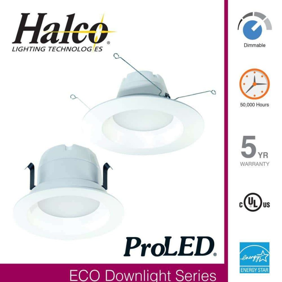 Recessed Lighting * | Proled 4 In. 65-Watt Equivalent Warm White Dimmable Cec Ja8 Integrated Led Retrofit White Recessed Trim Downlight By Halco Lighting Technologies