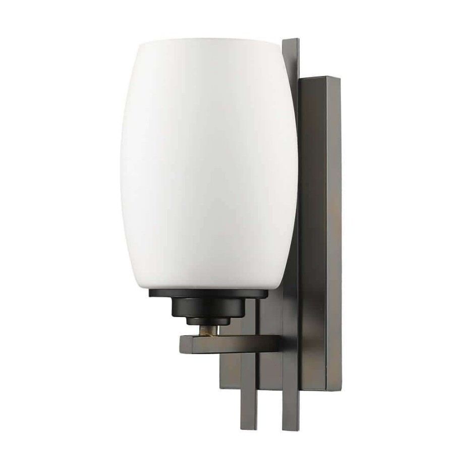 Wall Sconces * | Sophia 1-Light Oil-Rubbed Bronze Sconce With Frosted Glass Shade By Acclaim Lighting