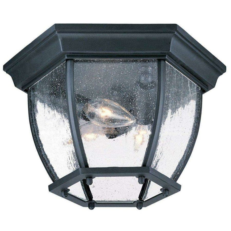 Outdoor Lighting * | Flushmount Collection Ceiling-Mount 3-Light Matte Black Outdoor Light Fixture By Acclaim Lighting