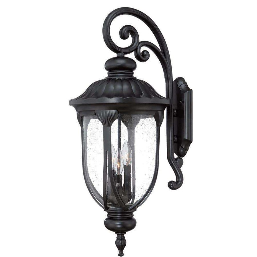 Outdoor Lighting * | Laurens Collection 3-Light Matte Black Outdoor Wall Lantern Sconce By Acclaim Lighting