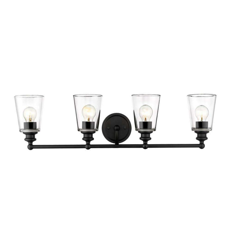 Vanity Lighting * | Ceil 4-Light Matte Black Vanity Light By Acclaim Lighting