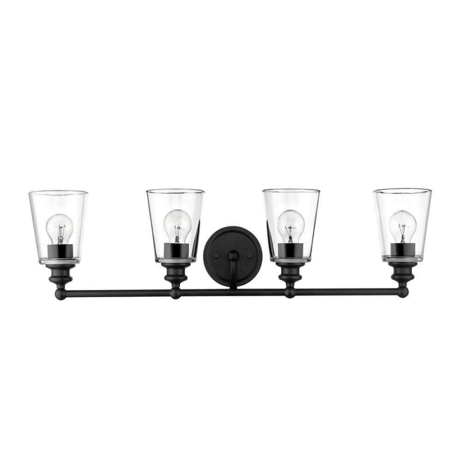 Vanity Lighting * | Ceil 4-Light Matte Black Vanity Light By Acclaim Lighting