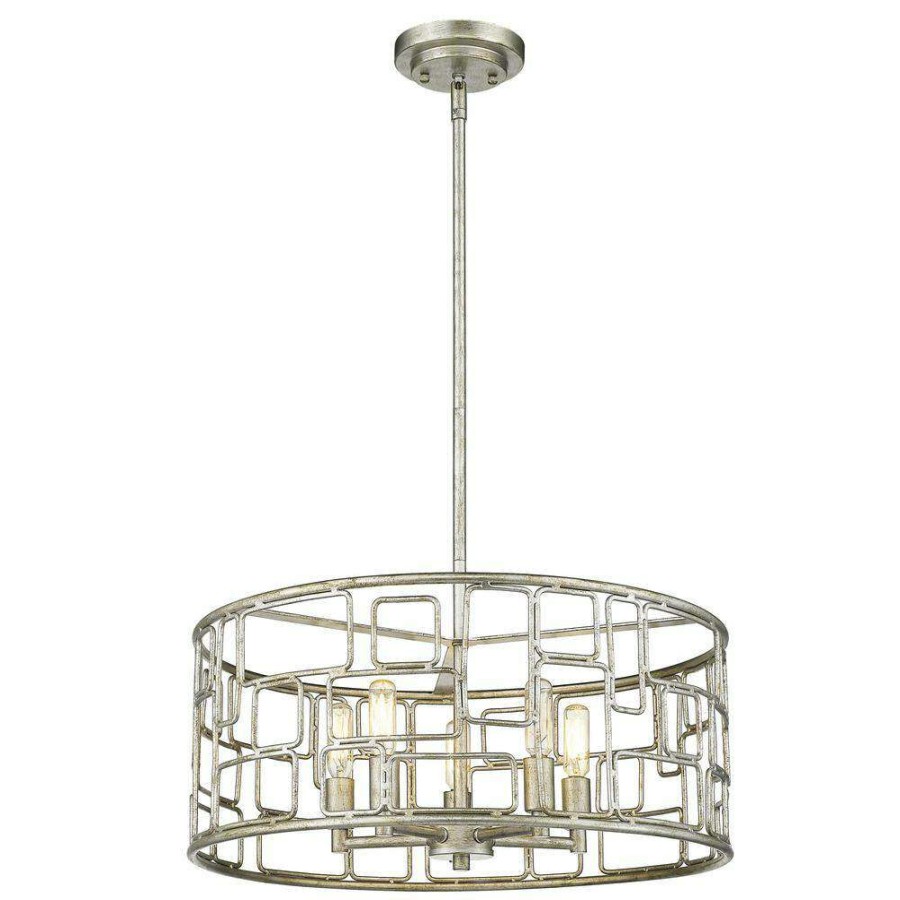 Chandeliers * | Amoret 5-Light Antique Silver Convertible Pendant By Acclaim Lighting