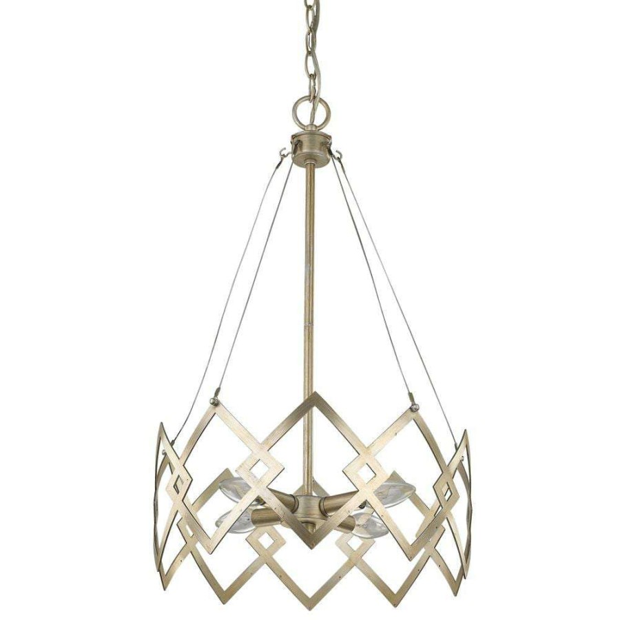 Chandeliers * | Nora 4-Light Washed Gold Drum Pendant With Abstract Open-Air Cage Shade By Acclaim Lighting