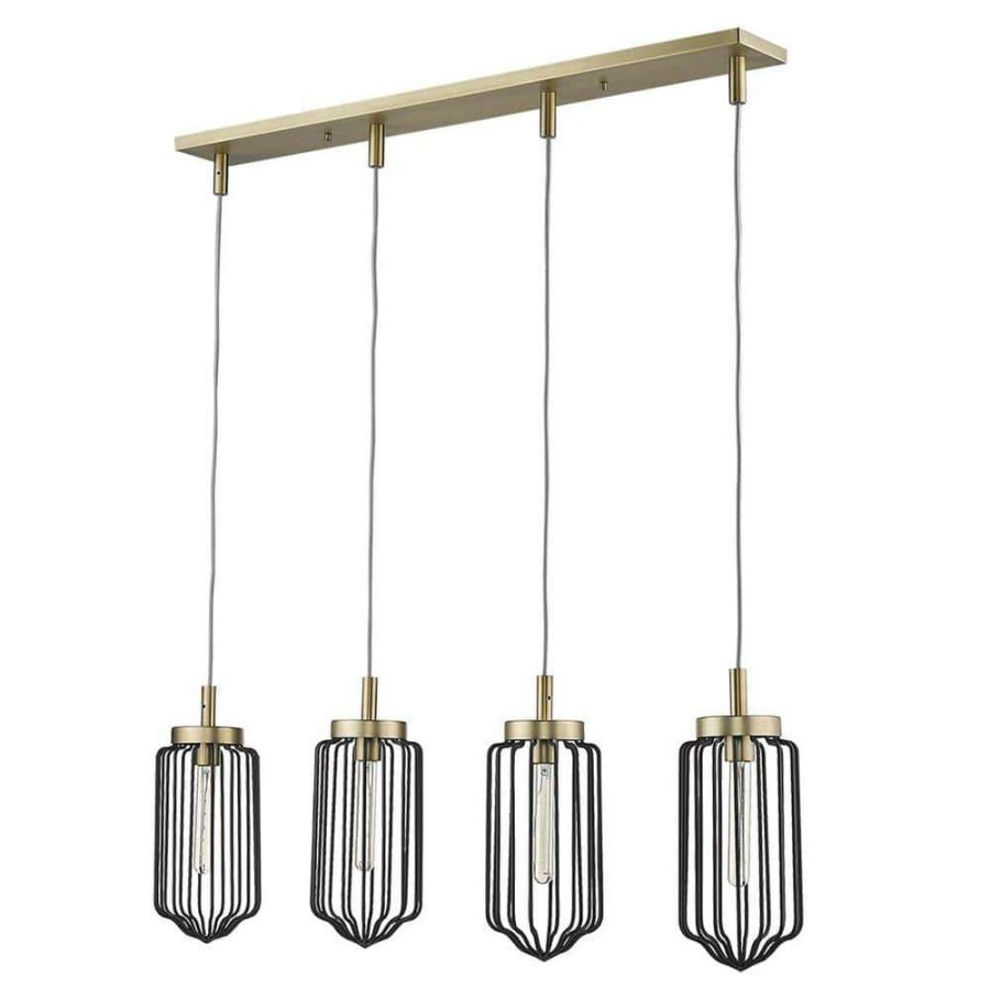 Pendant Lights * | Reece 4-Light Aged Brass Island Pendant By Acclaim Lighting