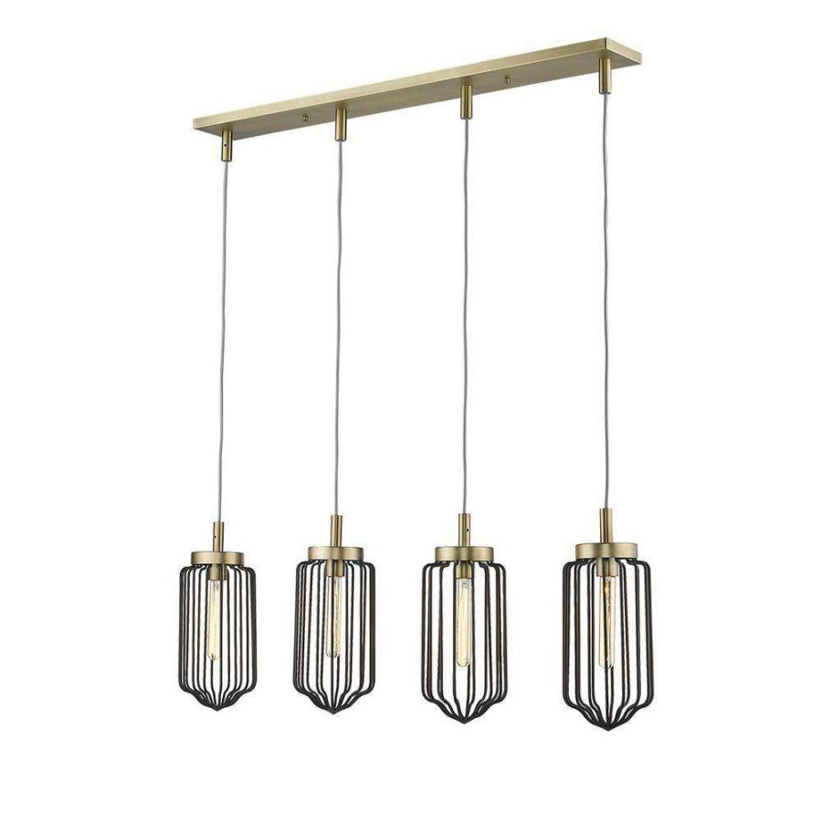 Pendant Lights * | Reece 4-Light Aged Brass Island Pendant By Acclaim Lighting