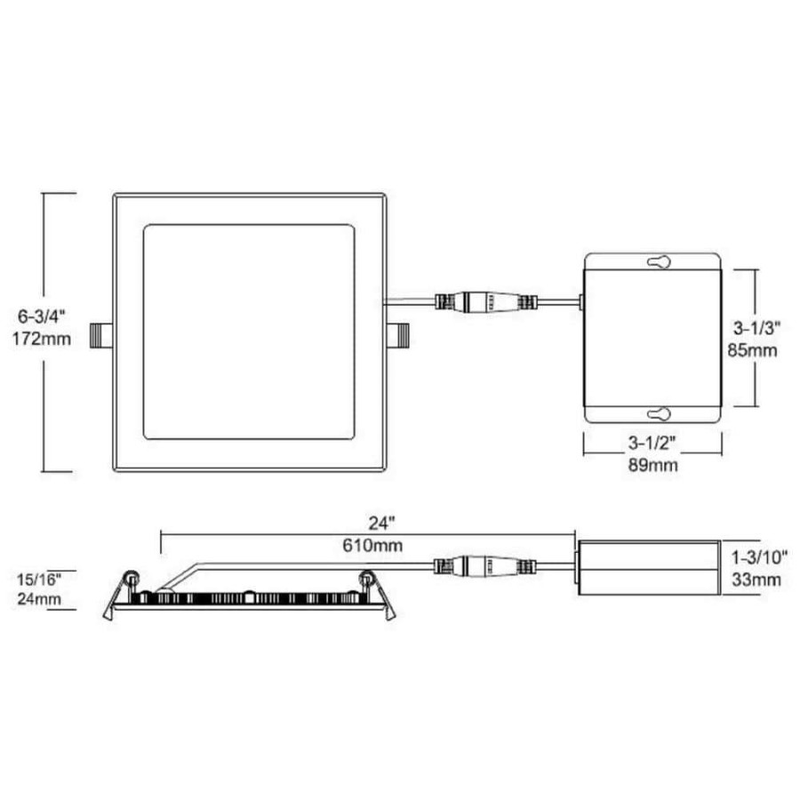 Recessed Lighting * | Slim 6 In. Daylight Square New Construction Or Remodel Wet Location Recessed Integrated Led Kit For Shallow Ceiling By Halco Lighting Technologies