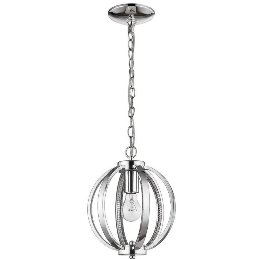 Pendant Lights * | Nevaeh 1-Light Chrome Globe Pendant With Crystal Accents By Acclaim Lighting