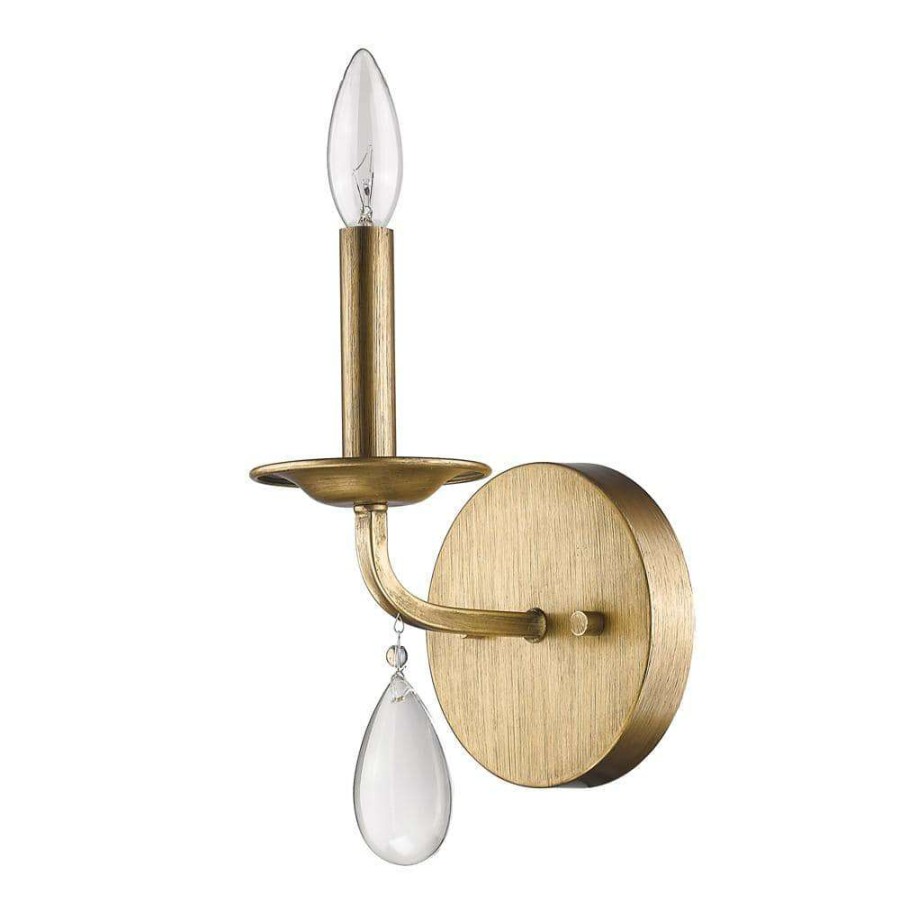 Wall Sconces * | Krista 1-Light Antique Gold Sconce With Crystal Accent By Acclaim Lighting