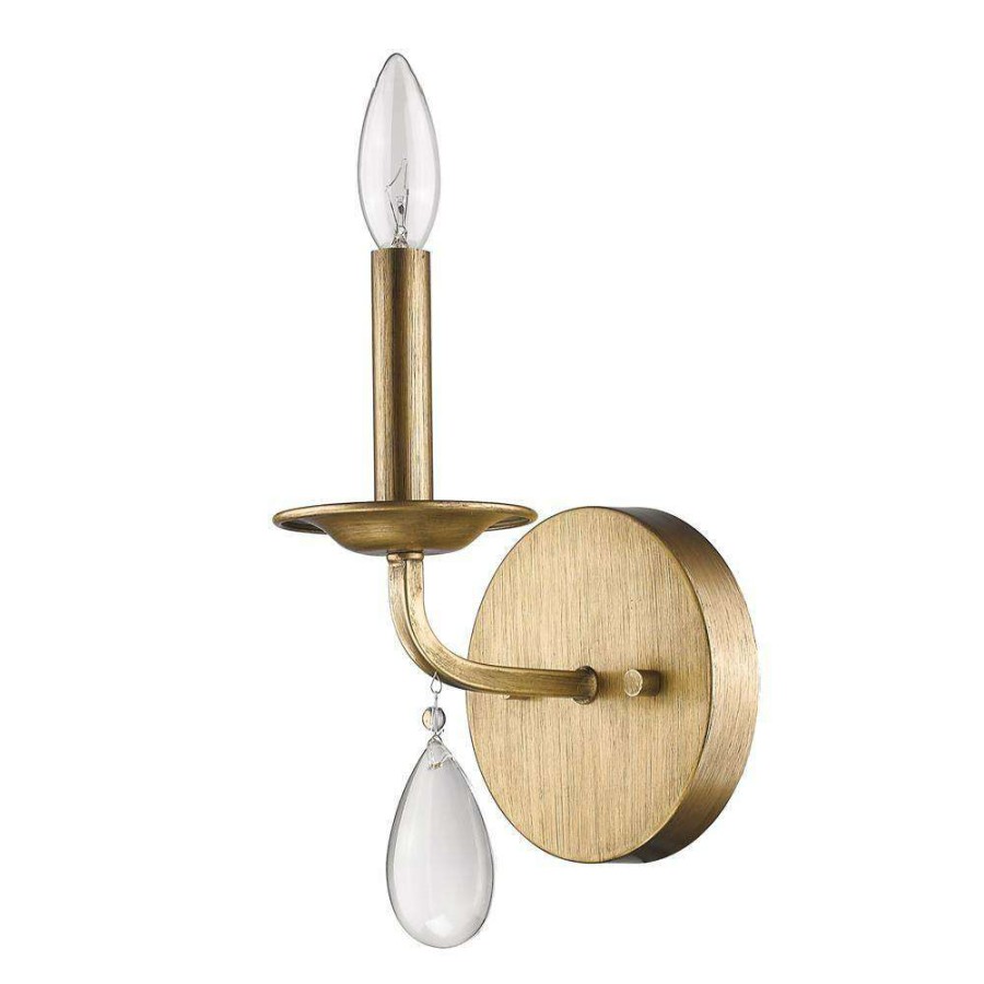 Wall Sconces * | Krista 1-Light Antique Gold Sconce With Crystal Accent By Acclaim Lighting