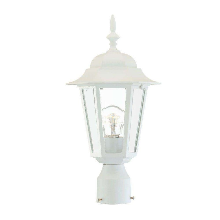 Outdoor Lighting * | Camelot 1-Light Textured White Outdoor Post-Mount Fixture By Acclaim Lighting