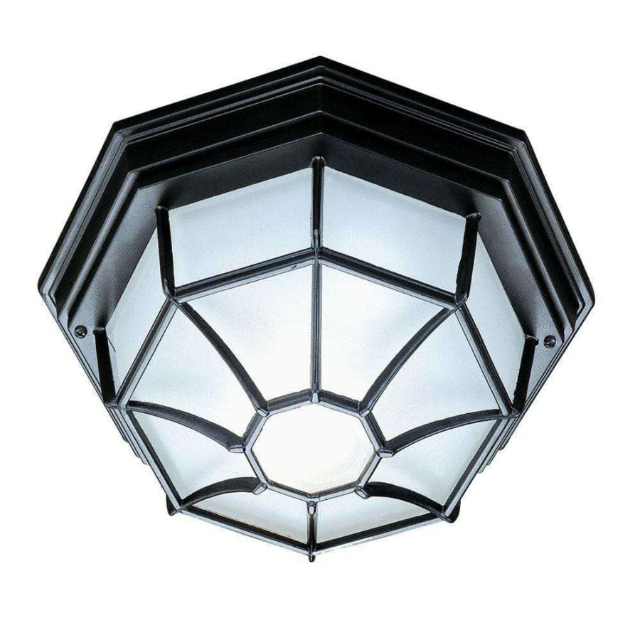 Outdoor Lighting * | Flushmount Collection Ceiling-Mount 2-Light Outdoor Matte Black Light Fixture By Acclaim Lighting