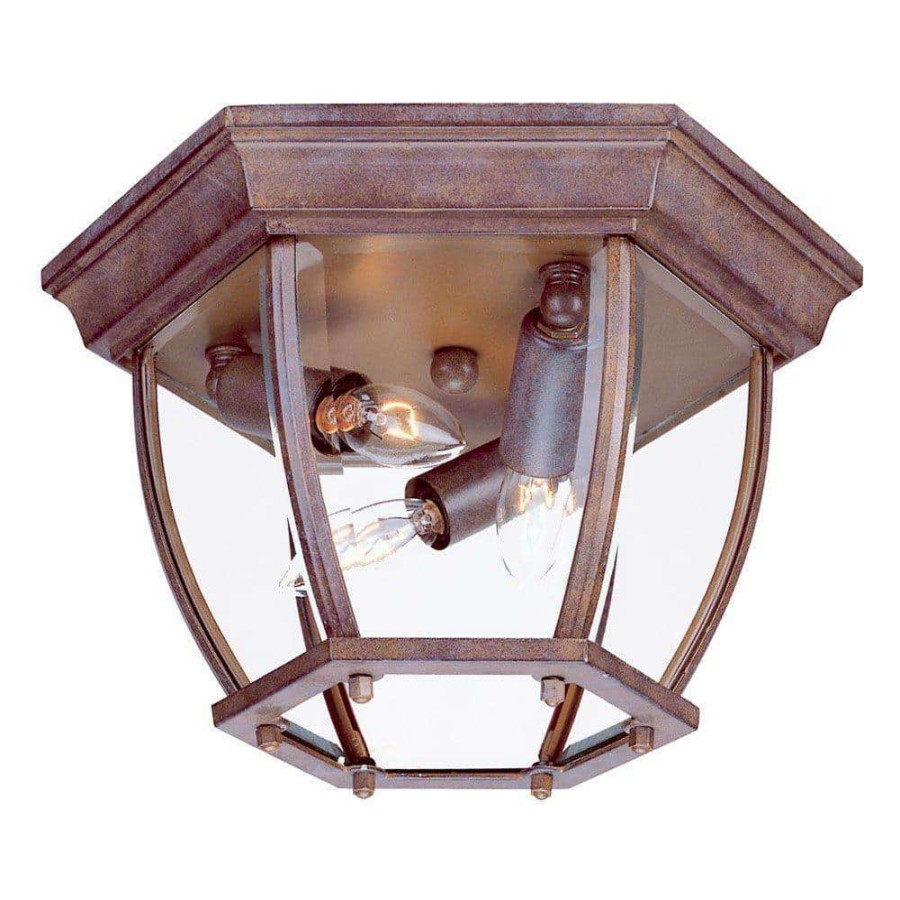 Outdoor Lighting * | Flushmount Collection Ceiling-Mount 3-Light Burled Walnut Outdoor Light Fixture By Acclaim Lighting