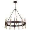 Chandeliers * | 24-Light Wood Finish Wagon Wheel Chandelier By Acclaim Lighting