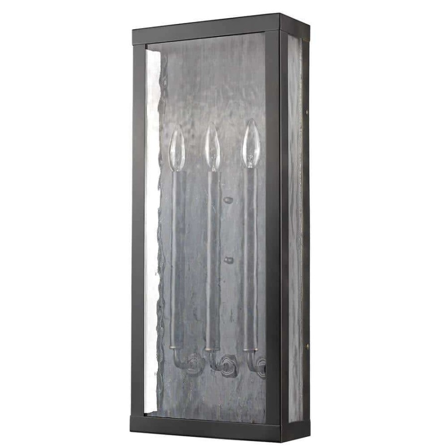 Outdoor Lighting * | Charleston 3-Light Oil-Rubbed Bronze Shadowbox Outdoor Wall Lantern Sconce (Large) By Acclaim Lighting