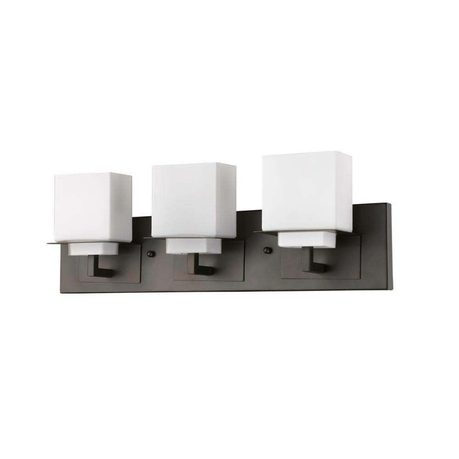 Vanity Lighting * | Rampart 22 In. 3-Light Oil-Rubbed Bronze Vanity Light With Etched Glass Shades By Acclaim Lighting