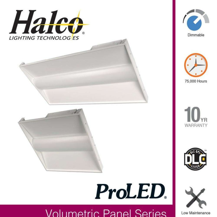 Commercial Lighting * | 2 Ft. X 2 Ft. 64-Watt Equivalent Volumetric Panel Integrated Led White Luminaire Troffer Daylight By Halco Lighting Technologies