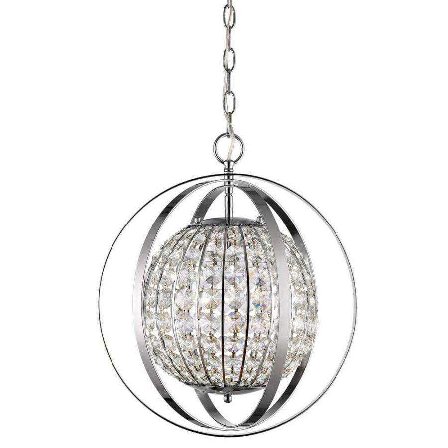 Chandeliers * | Olivia 1-Light Polished Nickel Indoor Pendant With Crystal By Acclaim Lighting